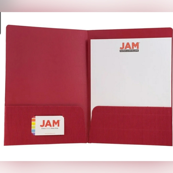 Jam Paper Corrugated Two Pocket Fluted Folders | Red | 6 Pack - Picture 3 of 3